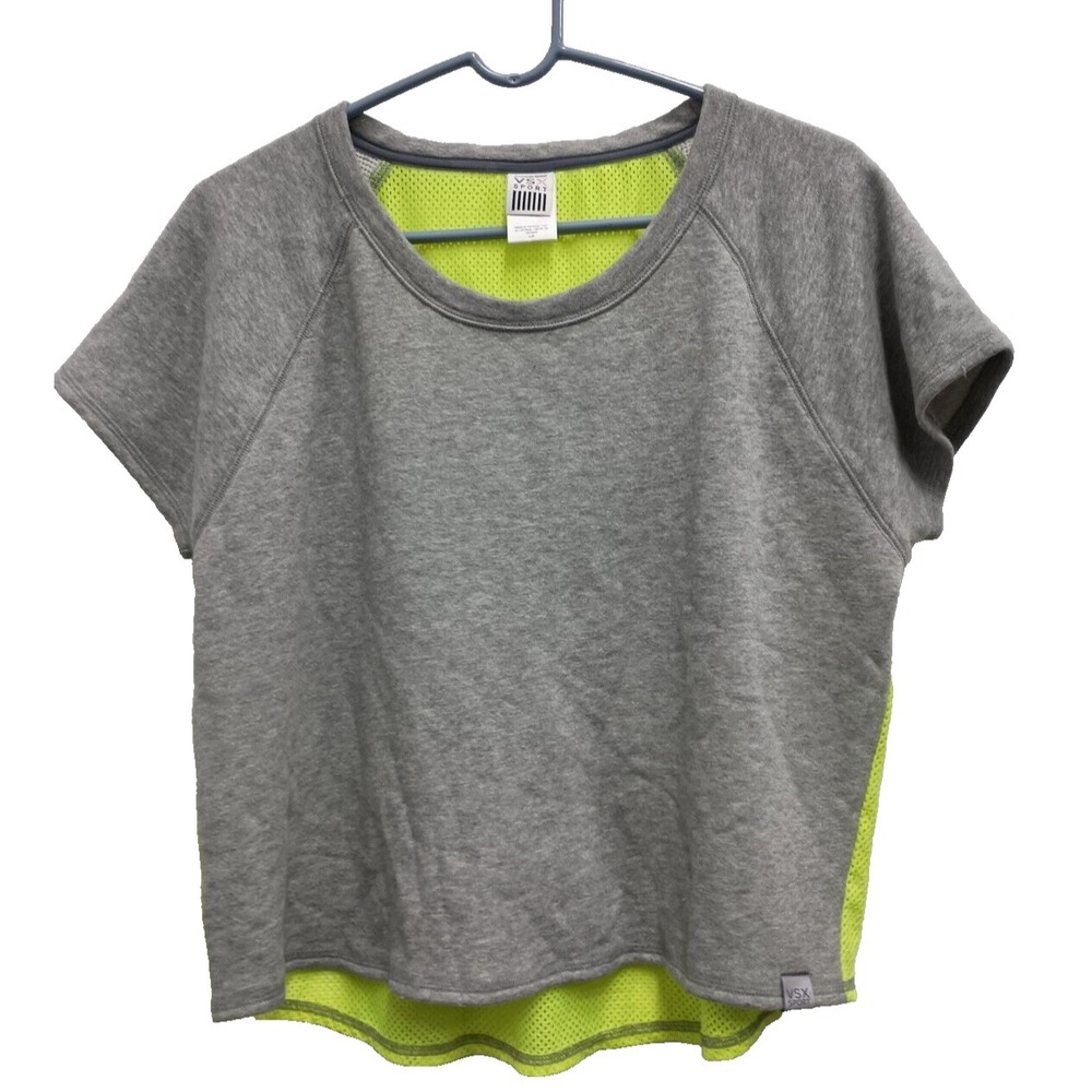 Victorias Secret VSX Sport Top Womens Large Gray Mesh Back Activewear Athleasure